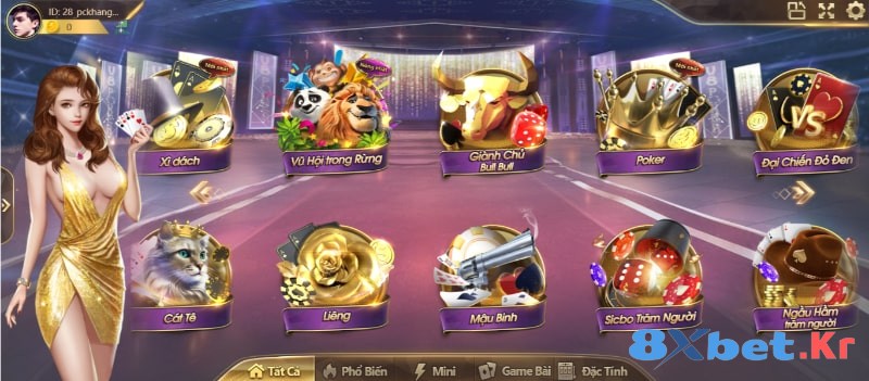 Kho game bài của 8Xbet đa dạng