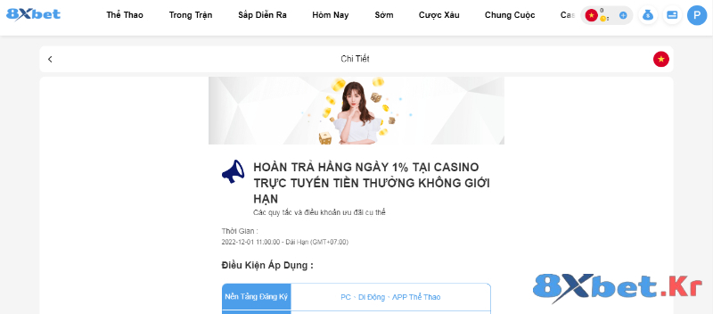 Ưu đãi dành riêng cho thành viên cược Casino 8Xbet